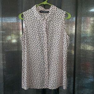 Karl Lagerfeld Sleeveless Pink Black Polka Dots